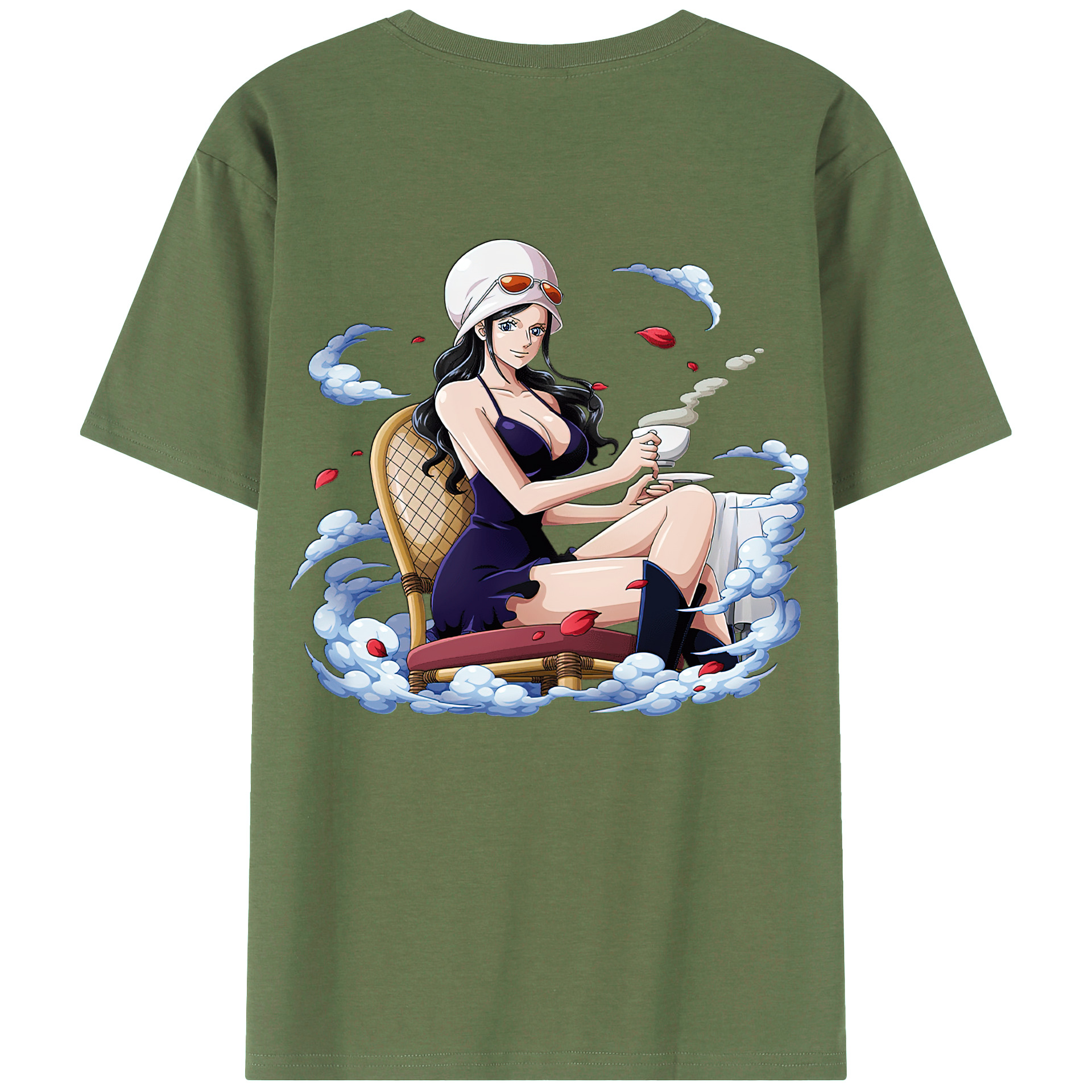 ワンピース ニコ・ロビン ONE PIECE Nico Robin 綿100％ メンズ半袖Tシャツ（バックプリント） 通気性